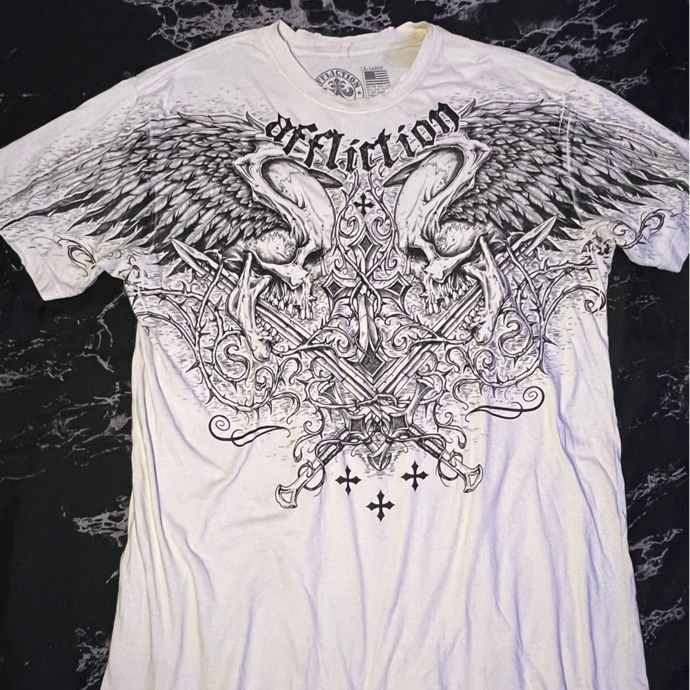 White Mens Affliction Shirt XL